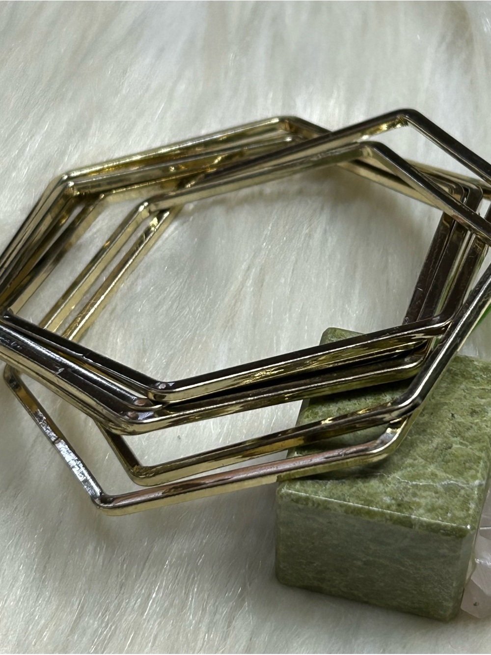 Hexagon gold tone Bangle Bracelet